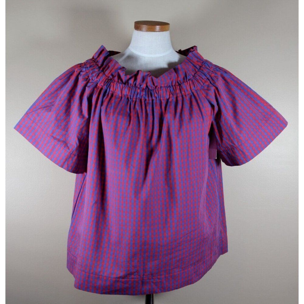 NWT Collyn Raye Large Off-the-Shoulder Top Gingham CHeck Southern  Summer